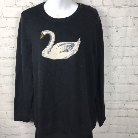 Charter Club Button Detail Sequined Swan Sweater - Picture 2 of 6